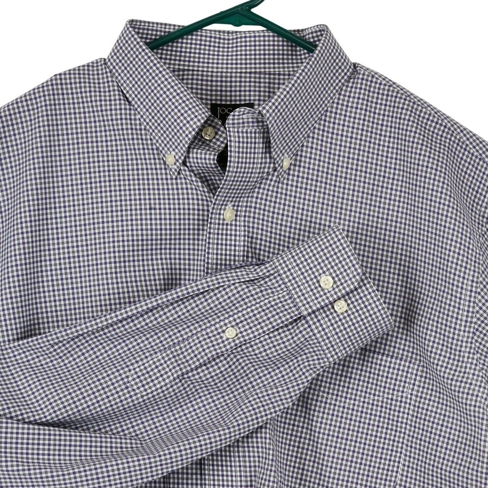 JOS A BANK Traveler's Collection Tailored Fit XL black/grey/white Gingham Button - Picture 1 of 11